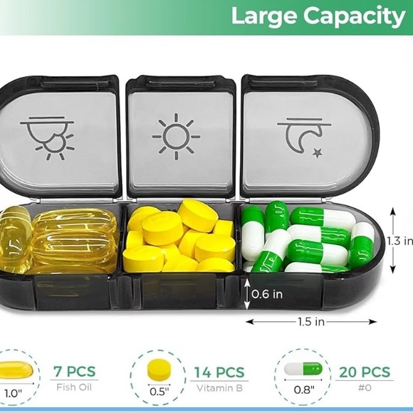 BPA Free 3x/day Weekly Pill / Craft Organizer & case, durable travel light-proof - Picture 2 of 10